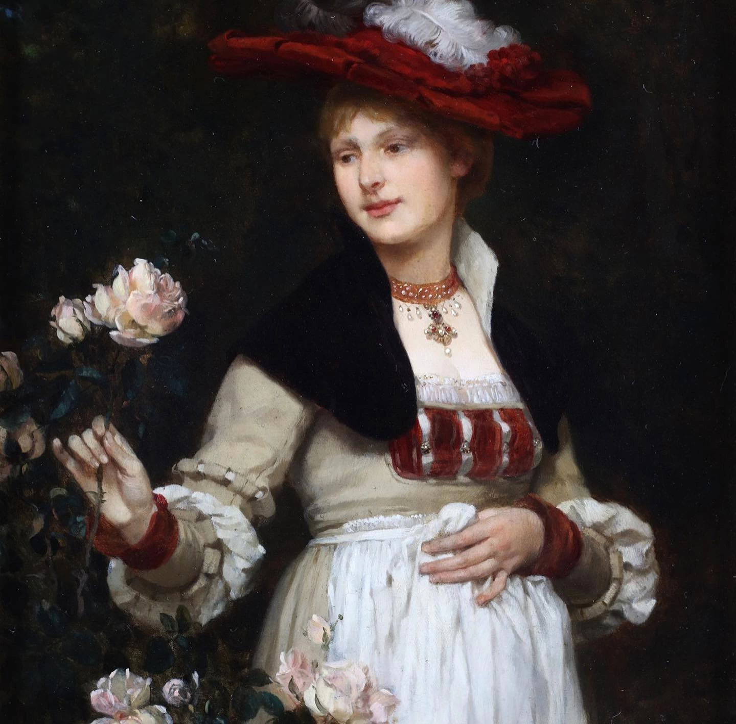 Eduard Niczky - Ritratto di una signora con fiori, dettaglio